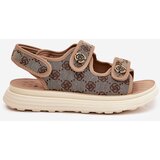 Boto Women's Patterned Fabric Sandals With Golden Details Khaki Pefese | Shoptok.si