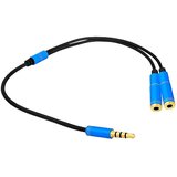 Cabletech Adapter vtikač 3,5mm 4-polni / 2x vtičnica 3,5mm st.(slušalke + mikrofon), 20cm, črna barva, (20811879) Cene