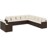 Maison Chic Seti vrtnega pohištva - Vrtna garnitura - Vrtni pohištvo set 11-delna z blazinami rjava poli ratan, (21815583) | Shoptok.si