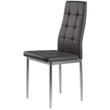  Set od 4 stolice za dnevni boravak ili blagovaonicu, jednostavna prošivena stolica, kromirane noge, siva eko koža | shoptok.hr