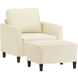  Fotelj s stolčkom za noge krem 60 cm umetno usnje | Shoptok.si