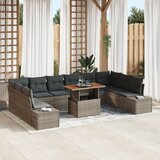 vidaXL Vrtni kavč set Set 11 Siva, temno siva Ratan, poliester Cene