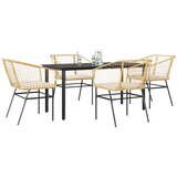  5-dijelni vrtni blagovaonski set s jastucima poliratan i staklo Smeđa 160 x 80 x 74 cm | shoptok.hr