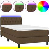 Maison Chic Box spring postelja - Vzmetna postelja z vzmetnico LED temno rjava 90x200 cm blago SL21501, (21906145) Cene