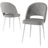 Hanah home set trpezarijskih stolica Pane 4 kom, siva tkanina Babyface, bele metalne noge | Eponuda.com