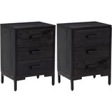 Maison Chic Dvo delni komplet Nočne omarice - Nočne mize črna 40x30x55 cm trdna borovina, (21690409) Cene