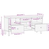 TV ormarić crni 100 x 33 x 46 cm od masivnog drva manga | shoptok.hr