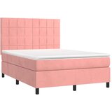 vidaXL Krevet s oprugama i madracem ružičasti 140x190 cm baršunasti | shoptok.hr