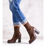 Gemre Brown eco-leather block heel ankle boots Asera | shoptok.hr