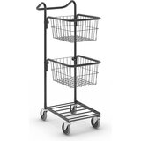 HelgeNyberg Nakupovalni voziček KOMPAKT, 2 košari, črno ogrodje | Shoptok.si