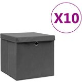 vidaXL Kutije za pohranu s poklopcima 10 kom 28 x 28 x 28 cm sive Cijene
