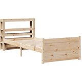 vidaXL Posteljni okvir z vzglavjem 100x200 cm trdna borovina, (21311208) | Shoptok.si