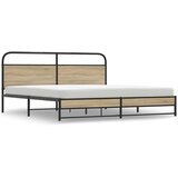 Metalni Kovinski posteljni okvir brez vzmetnice dimljen hrast 193x203cm, (21610527) | Shoptok.si