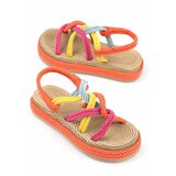 Capone Outfitters Capone Wedge Heel Women's Lace Multi Orange Sandals Cene