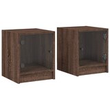 Maison Chic Dvo delni komplet Nočne omarice - Nočne mize s steklenimi vrati rjavi hrast 35x37x42 cm, (21687568) Cene