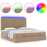 vidaXL Otoman krevet s madracima i LED 180x200 cm umjetna koža - Boja cappuccina 180 x 200 cm | shoptok.hr
