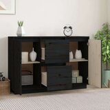  Komoda crna 111 x 34 x 75 cm od masivne borovine | shoptok.hr
