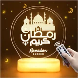 LED osvetlitev Ramadan Eid, nočna lučka z 3D vzorcem lune in zgradb, bela dekorativna svetilka, 19,3 x 13 cm, (5000156479)