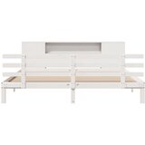  Krevet s regalom z knjige bez madraca bijeli 200x200cm borovina | shoptok.hr