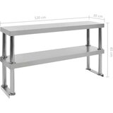 vidaXL Polica za radni stol s 2 razine 120x30x65 cm nehrđajući čelik | shoptok.hr