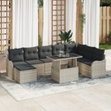  Set vrtnih sofa od 9 komada s jastucima Svjetlosiva Poly Ratan | shoptok.hr