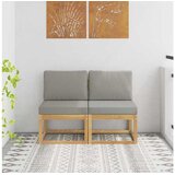 vidaXL 2 Komad Srednja sofa za van Čvrsto drvo akacije Bijela - Bijela i svjetlosiva 2 x sredina | shoptok.hr