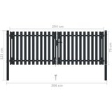 vidaXL Dvojna vrata za ograjo iz jekla 306x125 cm antracitna | Shoptok.si