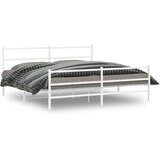 Furnova Kovinski posteljni okvir z vzglavjem in vznožjem bel 200x200 cm, (21934087) | Shoptok.si