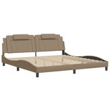 vidaXL Posteljni okvir z vzglavjem kapučino 200x200 cm umetno usnje, (21112509) | Shoptok.si