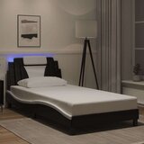 vidaXL Okvir kreveta LED crno-bijeli 100 x 200 cm od umjetne kože | shoptok.hr