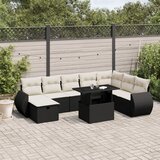 Maison Chic Seti vrtnega pohištva - Vrtna garnitura - Vrtni pohištvo set 9-delna z blazinami črn poli ratan, (21804833) | Shoptok.si