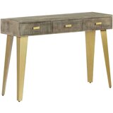  Konzolna mizica siva trden mangov les z medenino 110x35x76 cm | Shoptok.si