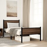 Maison Chic Kovinski Posteljni okvir - Enojna postelja - Postelja za odrasle brez vzmetnice rjavi hrast 80x200 cm, (21695800) | Shoptok.si