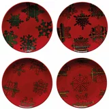 Casafina Komplet 4 rdeče-črnih desertnih krožnikov Snowflake, ø 21,6 cm