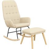  Stolica za ljuljanje od tkanine s tabureom krem | Eponuda.com
