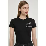 Plein Sport Bombažna kratka majica ženski, črna barva