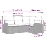  Set od 4 dijela vrtnog kauča s jastučićima smeđi poli ratan | shoptok.hr