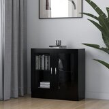 vidaXL Vitrina črna 82,5x30,5x80 cm iverna plošča Cene