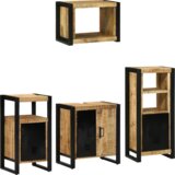 vidaXL Set namještaja za kupaonicu 4 pcs Smeđa Čvrsto drvo manga | shoptok.hr