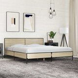  Posteljni okvir sonoma hrast 200x200 cm inž. les in kovina | Shoptok.si