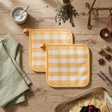 TISECO Set kuhinjska prijemalka Gingham 20x20cm / rumena / 2 kos / bombaž, poliester, (5000198342) | Shoptok.si