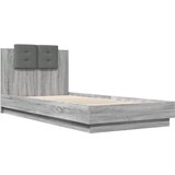  The Living Store Posteljni okvir z vzglavjem siva sonoma 100x200 cm inž. les - Posteljni Okvir, (21498143) | Shoptok.si