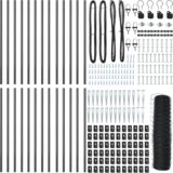 vidaXL Šesterokotna ograja Siva 0.8x50 m Jeklena, Ograjne palice s konico 13 kos Ø32 mm 100 cm Galvanizirano jeklo | Shoptok.si