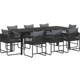 vidaXL Vrtni set za objed 9 kom. Crna i antracit poliratan - 200 cm | shoptok.hr