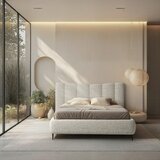 MID.YOU OBLAZINJENA POSTELJA 140 cm x 200 cm , les, tekstil naravne barve | Shoptok.si