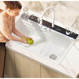  Luksuzni sudoper za kuhinju ELITE EDITION KS2199 - Premium linija Bijela - crni bar, 80 cm | shoptok.hr