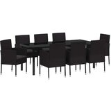  Vrtni set za objed s jastukom 9 pcs Crna poliratan | shoptok.hr