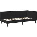 vidaXL Kotna postelja Drugo Črna 90 x 200 cm Samet in sodobno leseno | Shoptok.si