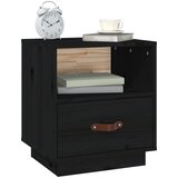  Noćni ormarići 2 kom crna 40 x 34 x 45 cm od masivne borovine | Shoptok.si