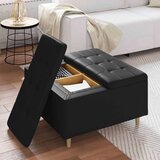  Stolica s dugmadi s jastukom Crna 80 x 80 x 45 cm Umjetna koža | shoptok.hr